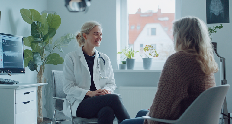 Billede af læge, der taler med sin patient